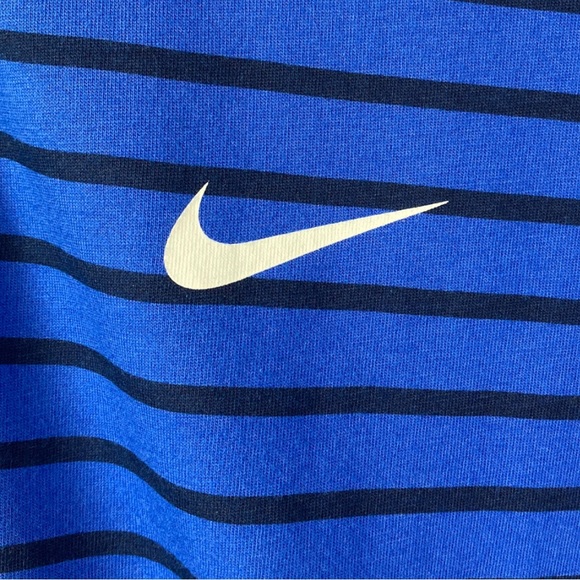 Nike Blue Black Striped Golf Polo Shirt - Picture 3 of 5